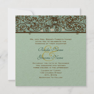 Golden Vintage Bronze Iron Work Wedding Invitation