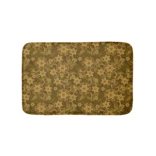 Golden vintage floral pattern bath mat