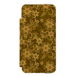 Golden vintage floral pattern incipio watson™ iPhone 5 wallet case