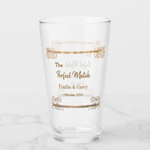 Golden vintage glitter the perfect match couple na glass