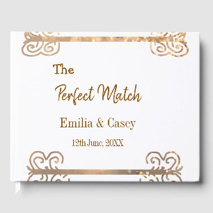 Golden vintage glitter the perfect match couple na guest book