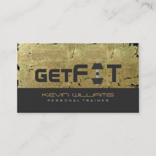 Golden Vintage Grunge Texture Fitness Trainer Business Card