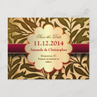 golden vintage grungy save the date postcards