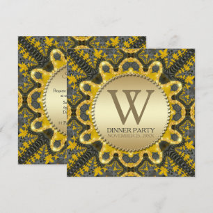 Golden Vintage Tribal Batik Dinner Party Invitation