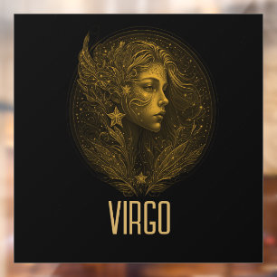 Golden Virgo classic zodiac sign black