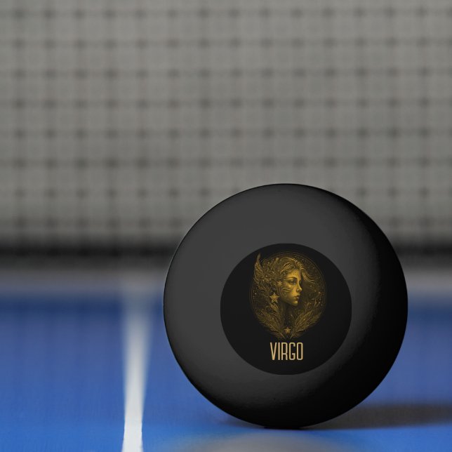 Golden Virgo classic zodiac sign black Ping Pong Ball (Net)