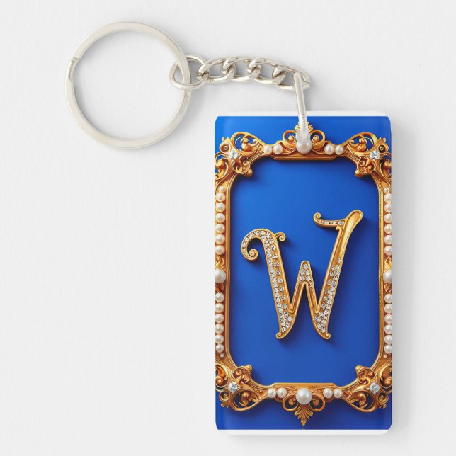 Golden W Monogram Pearl Gift ✨ Key Ring (Front)