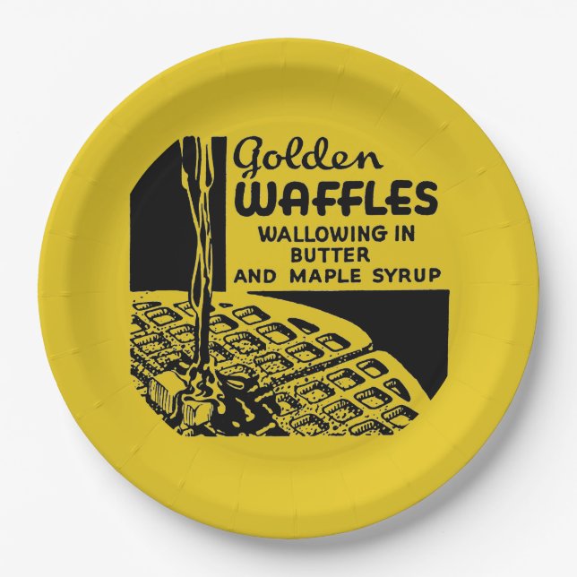 Golden Waffles Breakfast Paper Plate (Front)