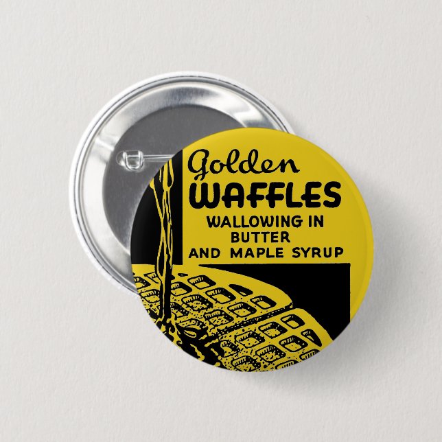 Golden Waffles Wallowing in Butter 6 Cm Round Badge (Front & Back)