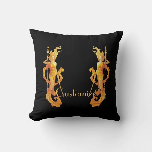 Golden Warrior Goddess Thunder_Cove   Cushion (Front)