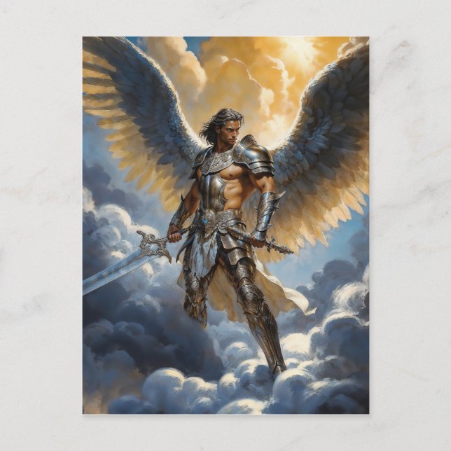 Golden Warrior of Heaven Archangel Michael Postcard (Front)