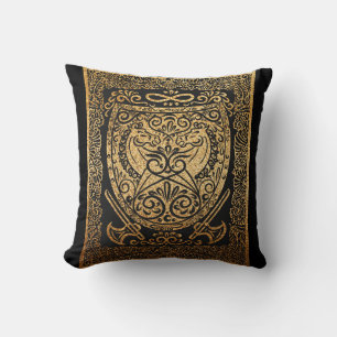 Golden Warrior Shield – Intricate Viking-Inspired Cushion