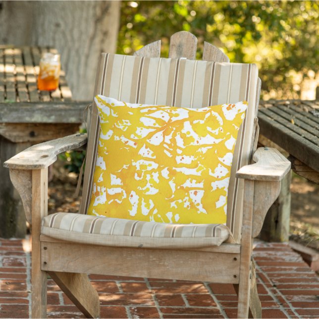 Golden Watercolor Acrylic Abstract Outdoor Pillow (Chair)