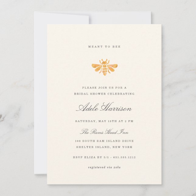 Golden Watercolor Bee Bridal Shower Invitation (Front)