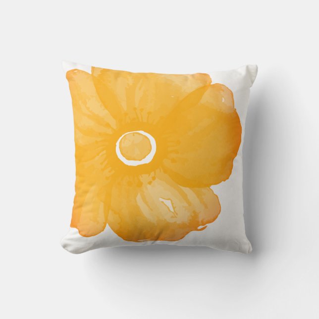 Golden Watercolor Flower Pillow (Front)