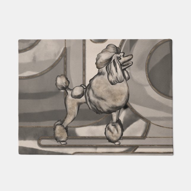 Golden Watercolor Poodle Doormat (Front)