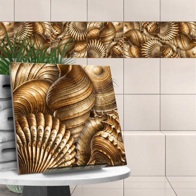 Golden Watercolor Seashells pattern Tile (Creator Uploaded)