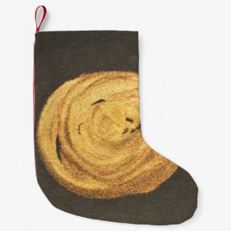 Golden Watercolor Stains Black Background Small Christmas Stocking