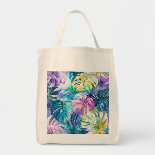 Golden Watercolor Tropical Leaves Paradise Tote Bag