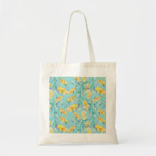 Golden Wattle Branch in Blue Tote Bag