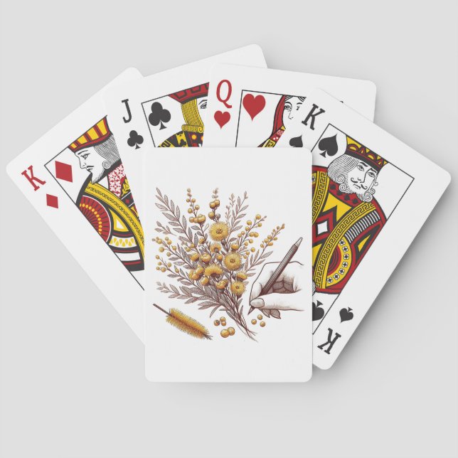 Golden Wattle Flower Playing Cards (Back)