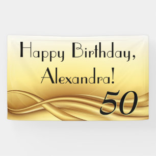 Golden Wave Custom 50th Birthday Party Banner