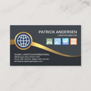 Golden Wave Land Air Sea Rail Logistics Business Card