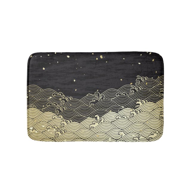 Golden wave, paper-like texture. bath mat (Front)