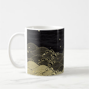 Golden wave, paper-like texture. coffee mug