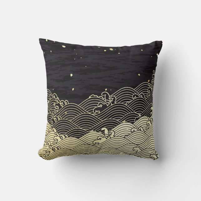 Golden wave, paper-like texture. cushion (Front)