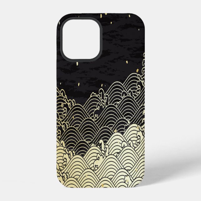 Golden wave, paper-like texture. iPhone case (Back)