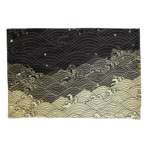 Golden wave, paper-like texture. pillowcase