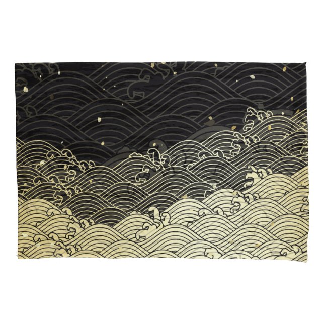 Golden wave, paper-like texture. pillowcase (Front)
