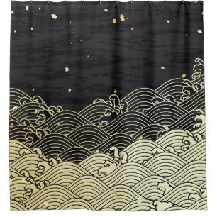 Golden wave, paper-like texture. shower curtain