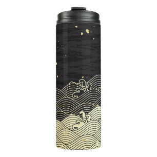 Golden wave, paper-like texture. thermal tumbler