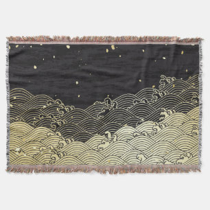 Golden wave, paper-like texture. throw blanket