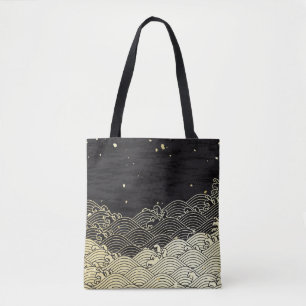 Golden wave, paper-like texture. tote bag