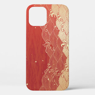 Golden Wave Paper Texture Pattern iPhone 12 Case