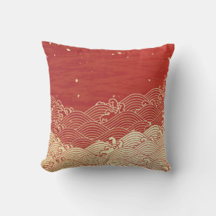 Golden Wave Paper Texture Pattern Cushion