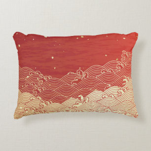 Golden Wave Paper Texture Pattern Decorative Cushion