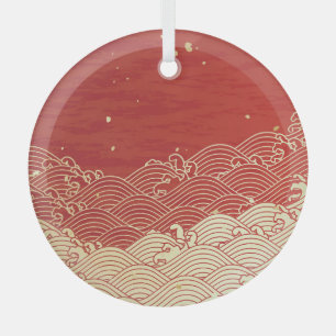 Golden Wave Paper Texture Pattern Glass Tree Decoration