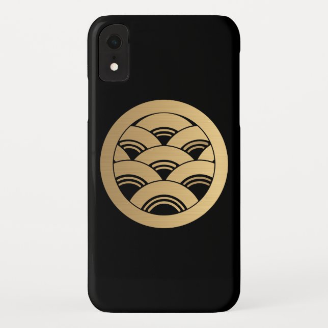 Golden Waves Japanese Kamon in faux gold Case-Mate iPhone Case (Back)
