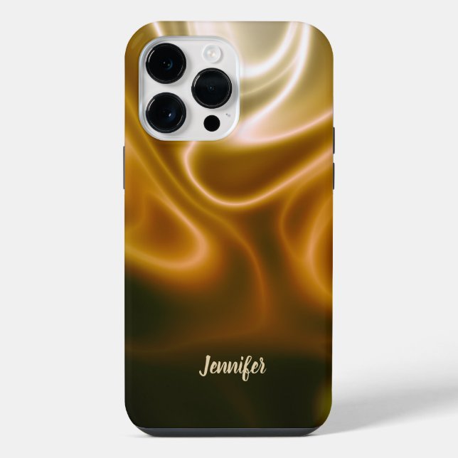 Golden waves Name iPhone Case (Back)