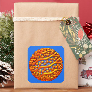 Golden Waves Poster Square Sticker