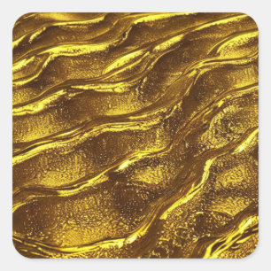 Golden waves square sticker