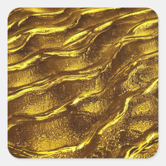 Golden waves square sticker
