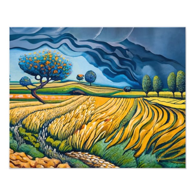 Golden Waves Under Stormy Skies Photo Print (Front)