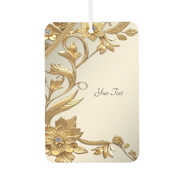 Golden Wavy Leaves Floral Air Freshener (Front)