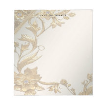 Golden Wavy Leaves Floral Notepad