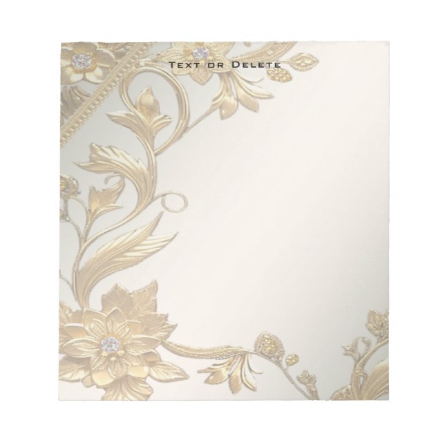 Golden Wavy Leaves Floral Notepad (Front)